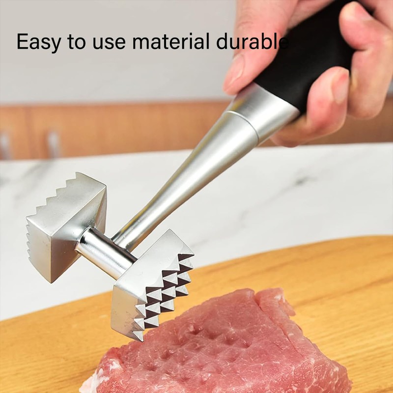 AIMALL Double-Sided Meat Tenderizer Mallet with 16 Large and 36
