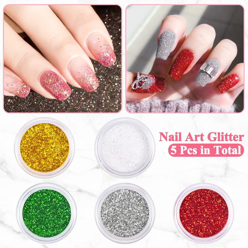 MELLIEX Nail Powder Set, Includes 4 Chrome Nail Powders, 5