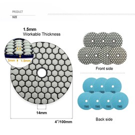 SHDIATOOL Dry Diamond Polishing Pads for Granite Marble Stone Ceramic Diameter 4 Inch/100 mm