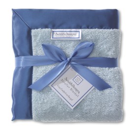 SwaddleDesigns Cozy Cobija para carriola, Azul Verdadero con Ribete de satén