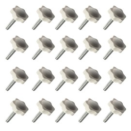 Faspiroty 20pcs M8x16 Star Hand Tension Screw Male Thread Thumb Screw 32mm White Plastic Head Handle