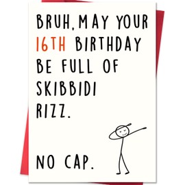 Smithtuy Funny 16th Birthday Card for Boys Girls,Sweet 16 Birthday Gifts for Her Him,16 Year Old Birthday Gifts & Decorations for Daughter Son Niece Nephew Teenagers with Gen Z Slang Meme Design