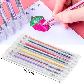 Barlone Pack of 8 Glitter Gel Pens, Colourful Glitter Pens, Gel Pens Set, Glitter Gel Pens for Adults and Children for Marking, Drawing, Writing