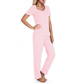 Chamllymers Summer Pajama Sets for Women Cotton Pjs Soft Sleepwear Set S to 3X Pink XL