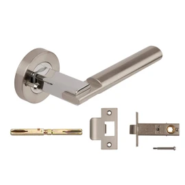 Excel Designer CHRONOS Door Handle Pair Lever on Rose in Dual Nickel Chrome Privacy