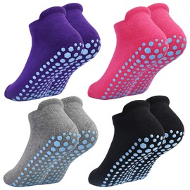Yoga Socken Damen Stoppersocken, Pilates Socken Verdickte Rutschfestesocken für Damen, Plush Thickened stoppersocken Yoga Pilates Ballett Tanz Barre Fitness Trampolin 4 Paar EU 35-40