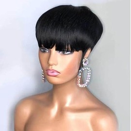 FCHW-wig Short Ombre Hair Wigs For Black Women Short Pixie Cuts Wigs For Black Women Short Straight Black Ladies Wigs Synthetic Short Wigs For Black Women African American Women Wigs (9416)