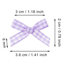 Mini Plaid Bows Penta Angel 50pcs Small Fabric Ribbon Bows Flower Ornaments for Christmas Tree Farmhouse Wedding Party Favor DIY Craft Sewing Bakery Treat Gift Box Decor (Purple, 6mm)