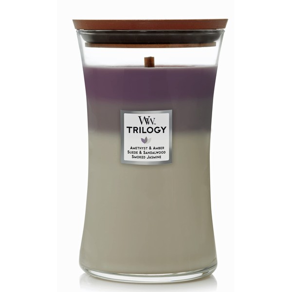WoodWick Large Hourglass Trilogy Candle, Amethyst Sky, 21.5 oz.