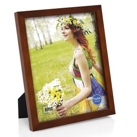 RPJC 11x14 inch Picture Frames Made of Solid Wood and High Definition Glass Display Pictures for Wall Mounting Photo Frame with Stand Brown