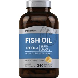 Piping Rock Fish Oil 1200mg | 240 Softgels | Omega 3 | Lemon Flavor | by Piping Rock