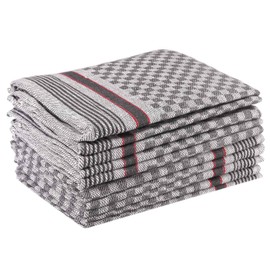 Sterzbachs 100% Cotton Kitchen Towels, 45 x 70 cm, Set of 10, 220 GSM, High-Quality Tea Towels, Dish Towels, Dishcloths, Super Absorbent and Sustainable Checked - Pro Grey