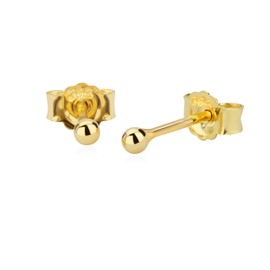 NKlaus Earrings Gold 333 – Stud Earrings Gold Ball – 8 Carat Yellow Gold – Jewellery Women, Men & Girls – Pair, Yellow Gold