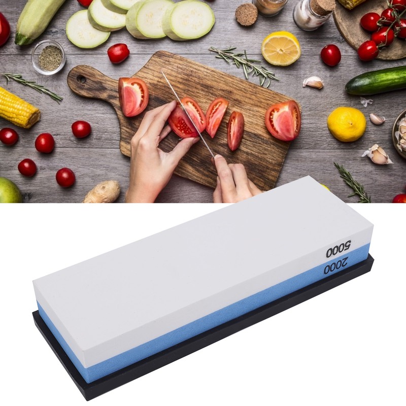 Knife Sharpener Stone Kitchen Household DoubleSided Whetstone with Base 2000