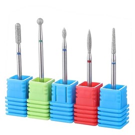 Sibba Pack of 5 Professional Nail Drill Bits Gel Acrylic Cuticle Diamond Nail Drill Bits for Gel Nails Attachments Manicure Drill Cutter Bit for Manicure Pedicure Cuticles Great Gift