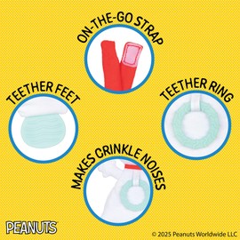 Kids Preferred Peanuts Snoopy Baby Sensory Toy Crinkle Blanket Stuffed Animal for Newborn Infants and Babies Teether Toys with Stroller Car Seat Loop