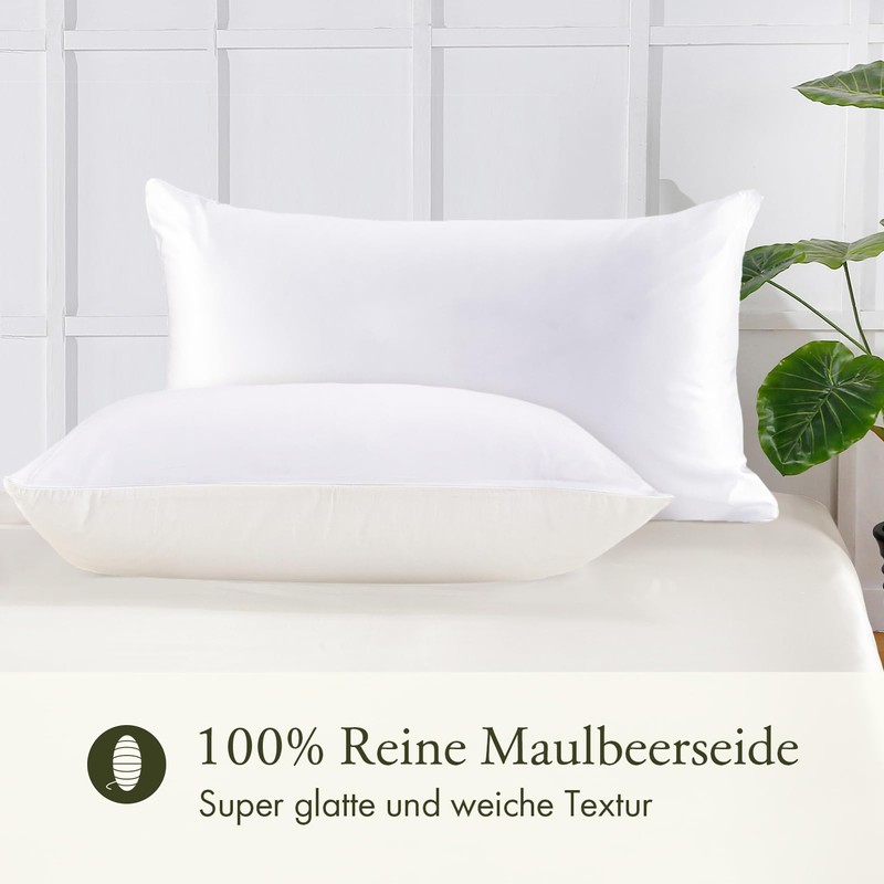 LilySilk Silk Cushion Cover, Plain, Cotton Underside, with Zip, Reversible