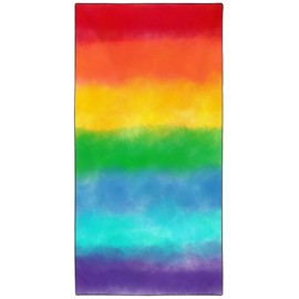 YISUMEI Microfibre Beach Towel XXL Beach Towel Lightweight Beach Towels Quick Drying Colourful Rainbow Stripes 180 x 90 cm
