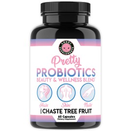 Angry Supplements Pretty Probiotics for Women – Beauty & Wellness Blend to Support Hair, Skin, Nail & Gut Health: Zinc, Chaste Tree Fruit, Bifidobacterium & Lactobacillus – 60 Capsules (1-Bottle)