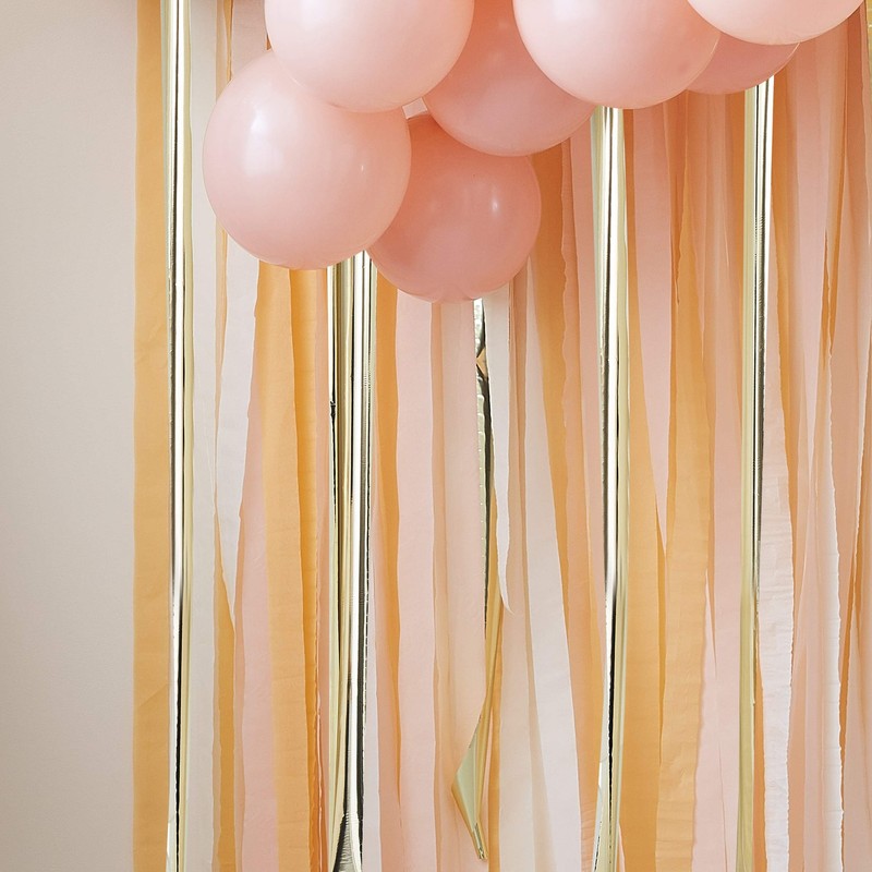 Ginger Ray Gold Foil and Peach Paper Streamer Party Backdrop