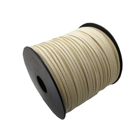 Pamir Tong 100 Yards 2.6mm Suede Leather Cords Leather Lace Flat Faux Suede Cord String Thread Velvet Cord for Necklace, Bracelet, Beading and DIY Crafts (Beige)