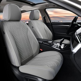 FLORICH Car Seat Covers, Leather Seat Cover for Cars Waterproof Seat Covers Full Set Universal Seat Covers for Cars Seats Protectors Car Seat Cushion Universal Fit for Most Cars SUV Trucks, Gray