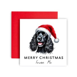 Huxters Christmas Card from the Dog – Cocker Spaniel Black - Merry Christmas to Dog Mum and Dog Dad – Christmas Card from the Dog to Friends Family First Christmas (Cocker Spaniel Black)