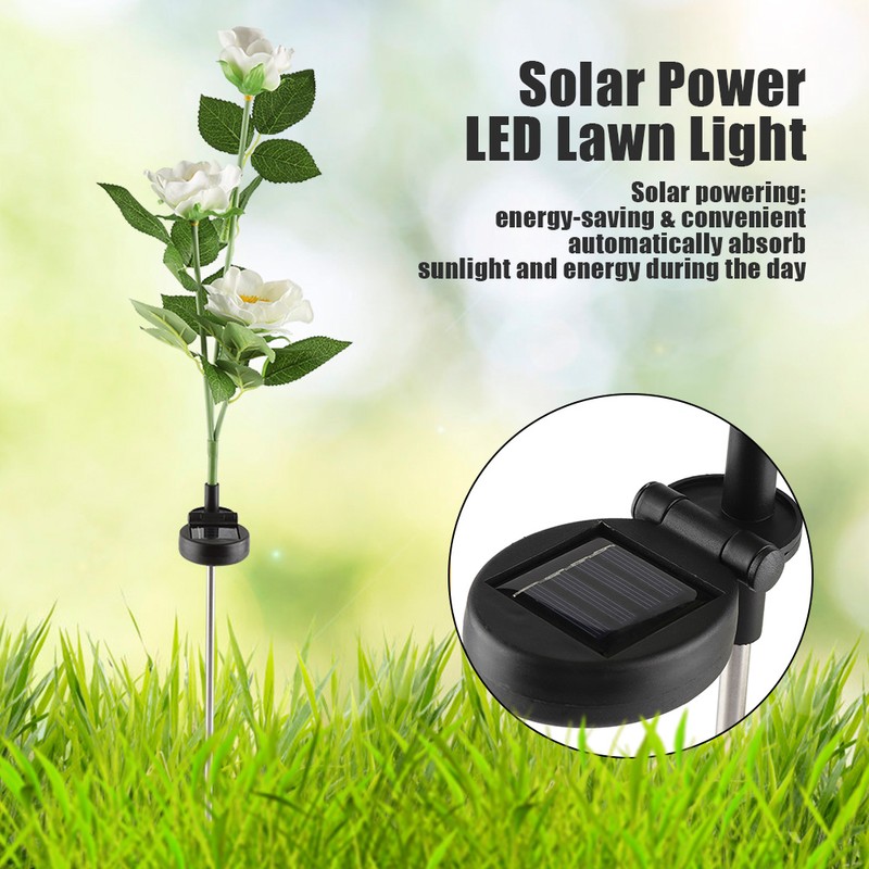 Solar Power LED Camellia Flower Light for Outdoor Yard Garden
