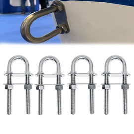 Boat U Bolt Stern Bow Eye Tie Down, Marine Stainless Steel with Hex Nuts and Washers, 4-1/2 in Overall Length, 3/8 in Stock, 3 in Thread Length, 4PCS