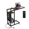 Giantex C Shaped End Table with Charging Station, Laptop Side