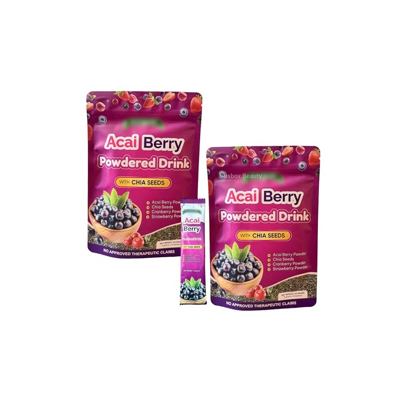 2-Pack Ftgum Acai Berry Powdered Drink with Chia Seeds |