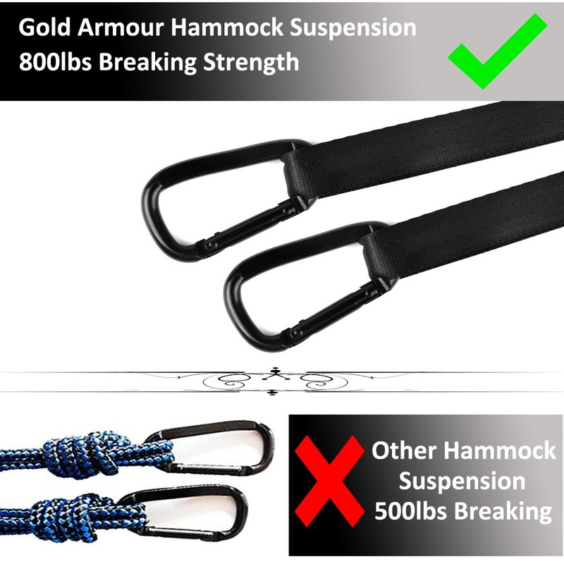 Gold Armour Camping Hammock with Bug Net - XL Double