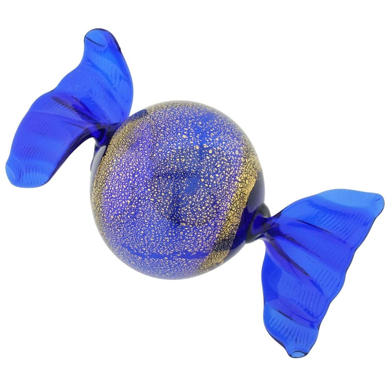Glass Of Venice Murano Glass Candy - Blue and Gold