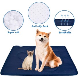 Dog Crate Pad(18"x 24"), Great Mat with Anti-Slip Bottom for Pet Sleeping, Breathable Dog Crate Bed Kennel Pad,Dark Colored to Hide Stains, Washable, Navy