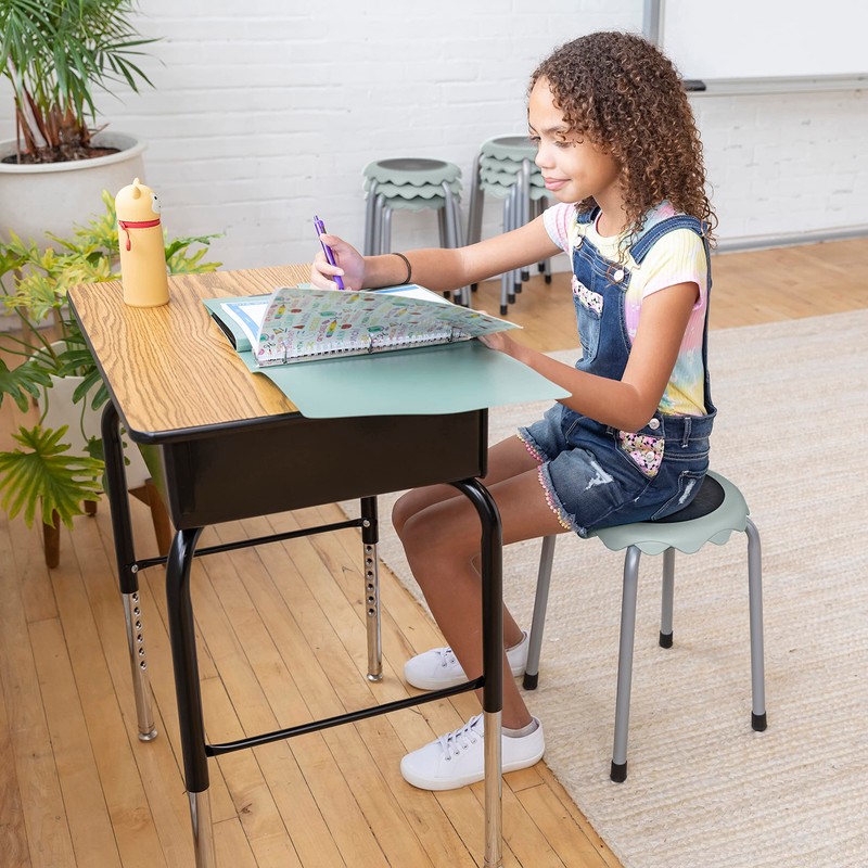 ECR4Kids Daisy Stackable Stool Set, Flexible Seating, Light Grey, 8-Piece