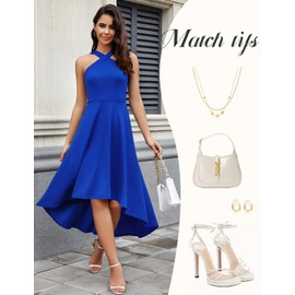 DRESSTELLS Woman's Cocktail Dresses Modest 2025 Spring Hi Lo Evening Gowns Dress Formal Wedding Bridesmaid Dresses Royal Blue L