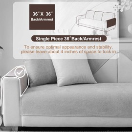 Aucrovee Soft Plush Couch Cover Washable, Non Slip Pluffy Sectional Sofa Covers for 3 Cushion Couch Sofa L Sharped Sofa Slipcover, Furniture Protector for Pets (1 PCS 36"x36" Light Grey)