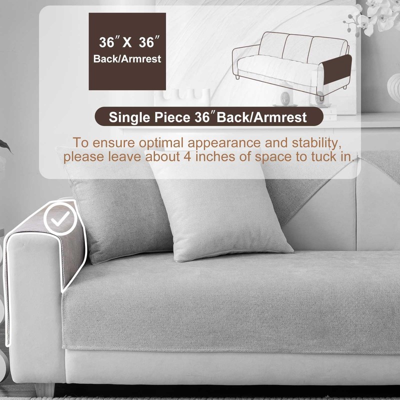 Aucrovee Soft Plush Couch Cover Washable, Non Slip Pluffy Sectional
