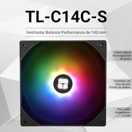 Thermalright TL-C14C-S Ventilador de refrigeración silencioso de 140 mm,Ventilador de refrigeración de computadora negro,Enfriadores de CPU con alta velocidad de 1500 RPM,Conector PWM de 4 pines