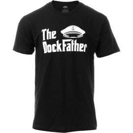 Ann Arbor T-shirt Co. The Dockfather | Funny Boating Fishing Boat Dad Boater Guy Fisherman Captain Humor T-Shirt for Men-(Adult,L) Black