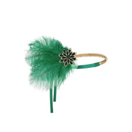 BABEYOND 1920s Flapper Headband Roaring 20s Headpiece Gatsby Ostrich Feather Headpiece with Crystal