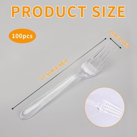 Plastic Forks, 100 Pcs Disposable Forks 7 Inch Heavy Duty Clear Plastic Forks for BBQ, Picnic, Home, Party, Restaurant