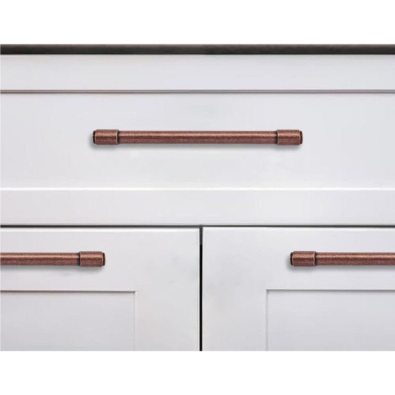 khtumeware 6 Pack 8 Inch(203mm) Vintage Antique Copper Cabinet Pulls