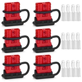 Uddick 6PCS 50A 6-10 Gauge Battery Cable Quick Connect/Disconnect Connector Plug Kit with Dust Cover for Car Forklift Motor Winch Trailer (Red 10AWG)