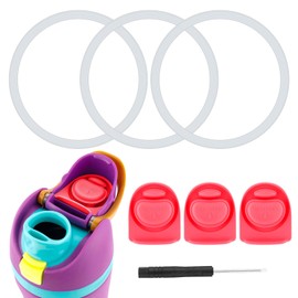 3pcs Bottle O Seal Ring & 3pcs Gasket Replacement Stopper for Owala FreeSip Cap, Silicone Water Bottle Plug Stopper BPA Free Top Lid Mouth Parts Compatible with Owala FreeSip 24oz 32oz (Red)