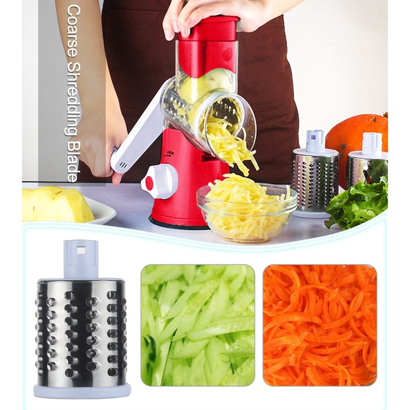 Ourokhome Vegetable Mandoline Slicer Chopper- Rotary Cheese Grater with 3