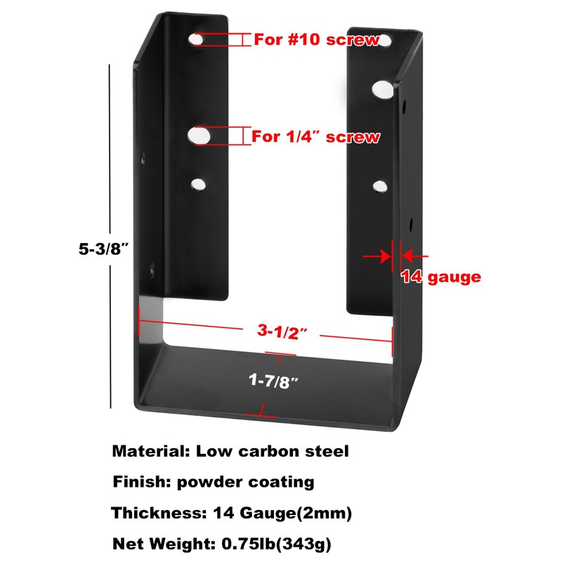 GBGS 6 Pack Concealed Joist Hanger for 4x6 Beam,14 Gauge