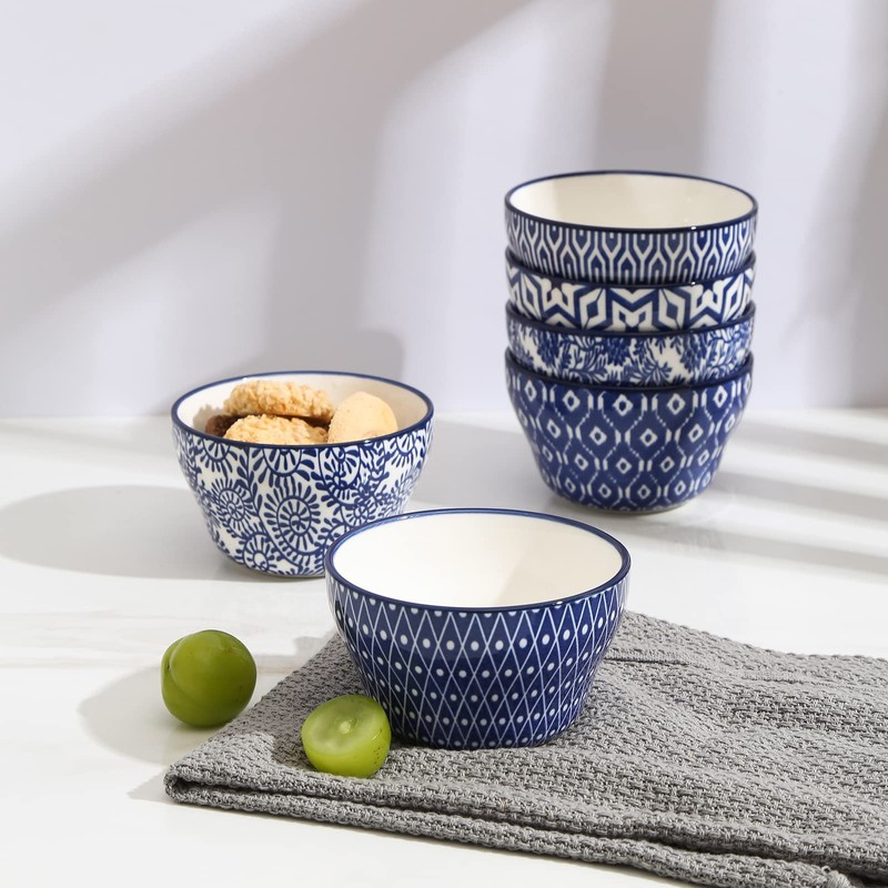 Selamica Ceramic 8oz Bouillon Cups 4 Inch Small Bowls, Dessert