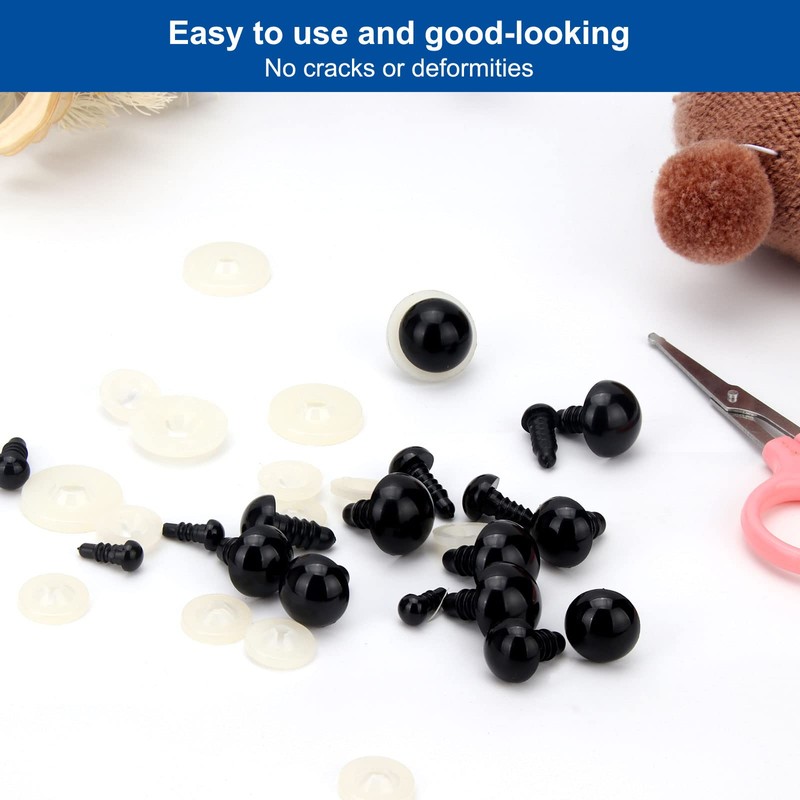 RuWfpz Safety Eyes for Crochet Toys Amigurumi 16mm 100Pcs Black