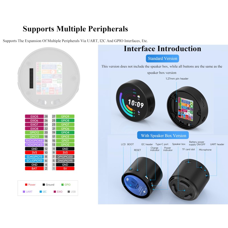ESP32-S3 1.85inch Round Touch LCD Development Board, 360x360, Supports Wi-Fi